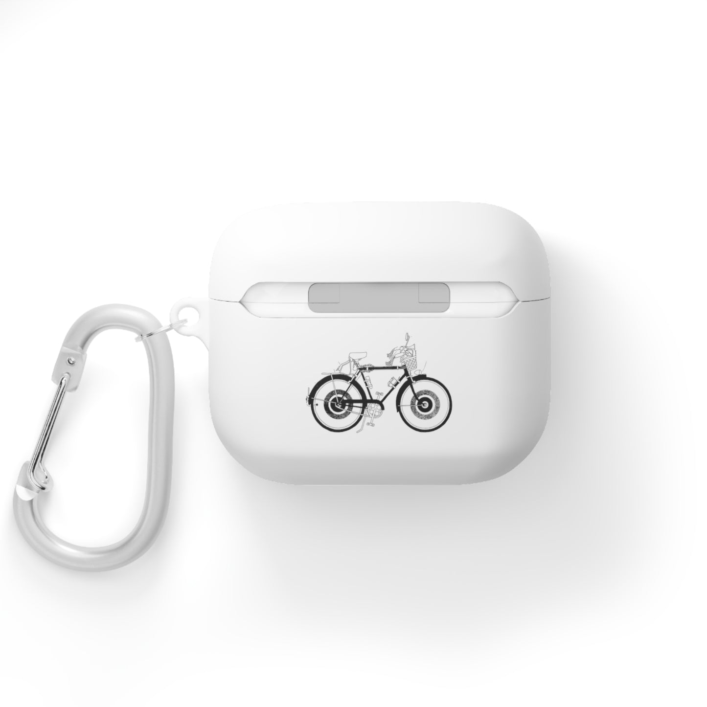 Custom AirPods Case Cover with Bicycle Design - Includes Carabiner