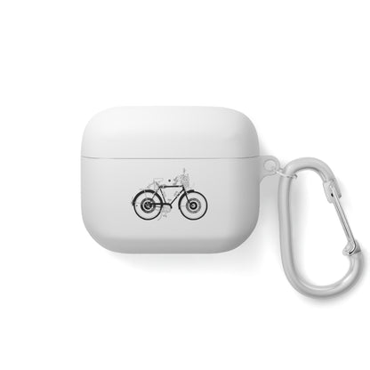 Custom AirPods Case Cover with Bicycle Design - Includes Carabiner