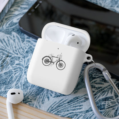 Custom AirPods Case Cover with Bicycle Design - Includes Carabiner