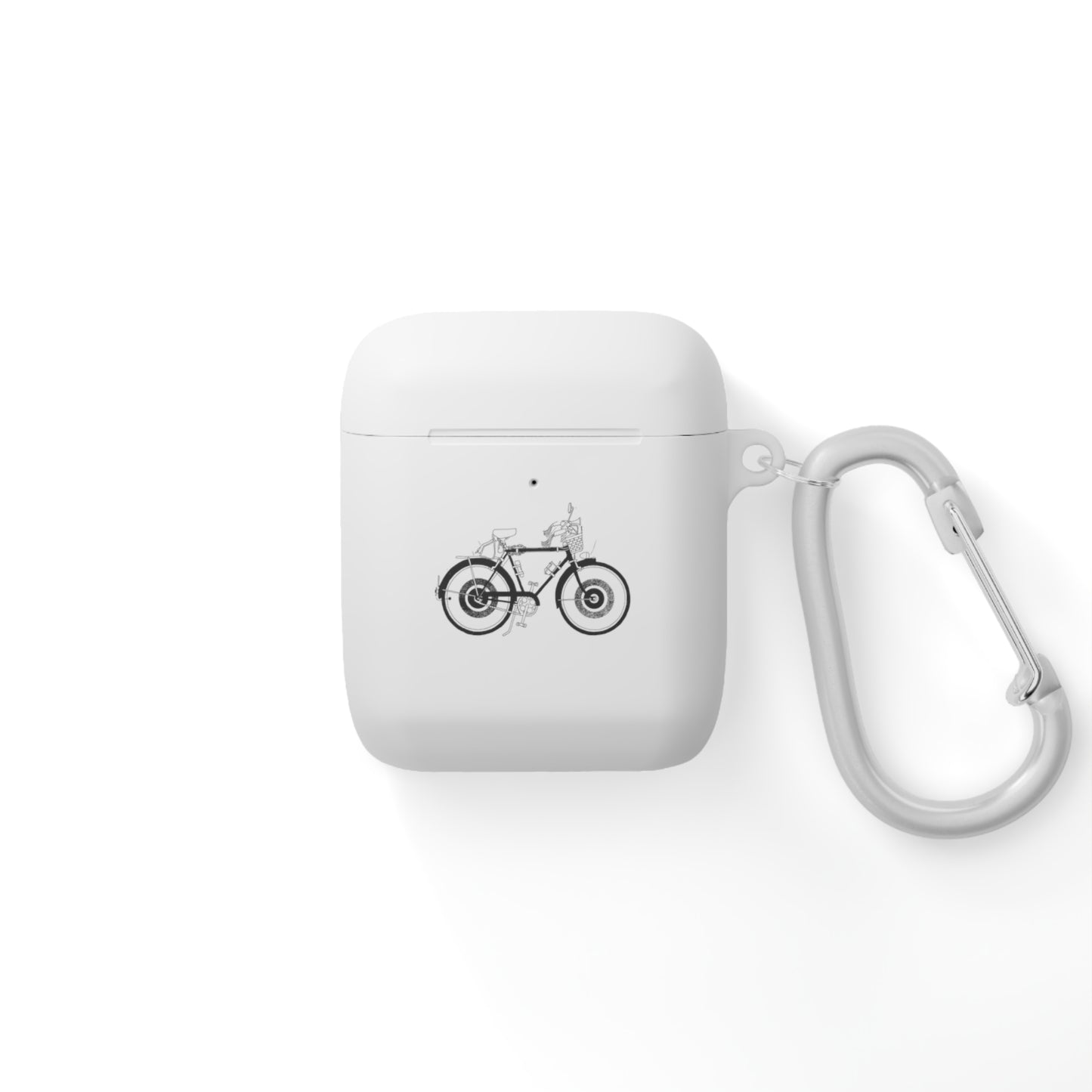 Custom AirPods Case Cover with Bicycle Design - Includes Carabiner