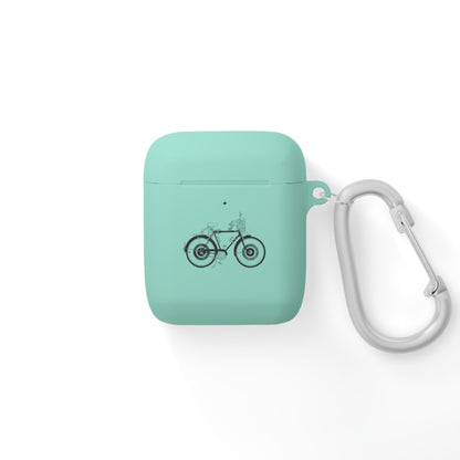 Custom AirPods Case Cover with Bicycle Design - Includes Carabiner