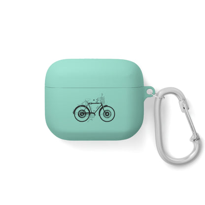 Custom AirPods Case Cover with Bicycle Design - Includes Carabiner