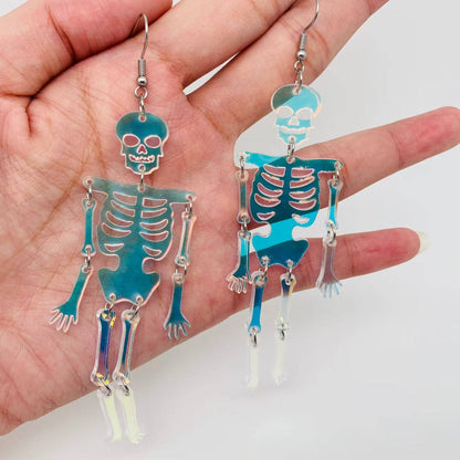 Holographic Skeleton Dangle Earrings – Lightweight and Playful