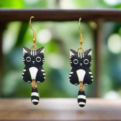 Cat Wagging Tail Earrings, Cute Cat Earrings for Pet Lovers