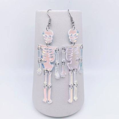 Holographic Skeleton Dangle Earrings – Lightweight and Playful