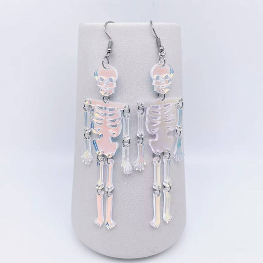 Holographic Skeleton Dangle Earrings – Lightweight and Playful