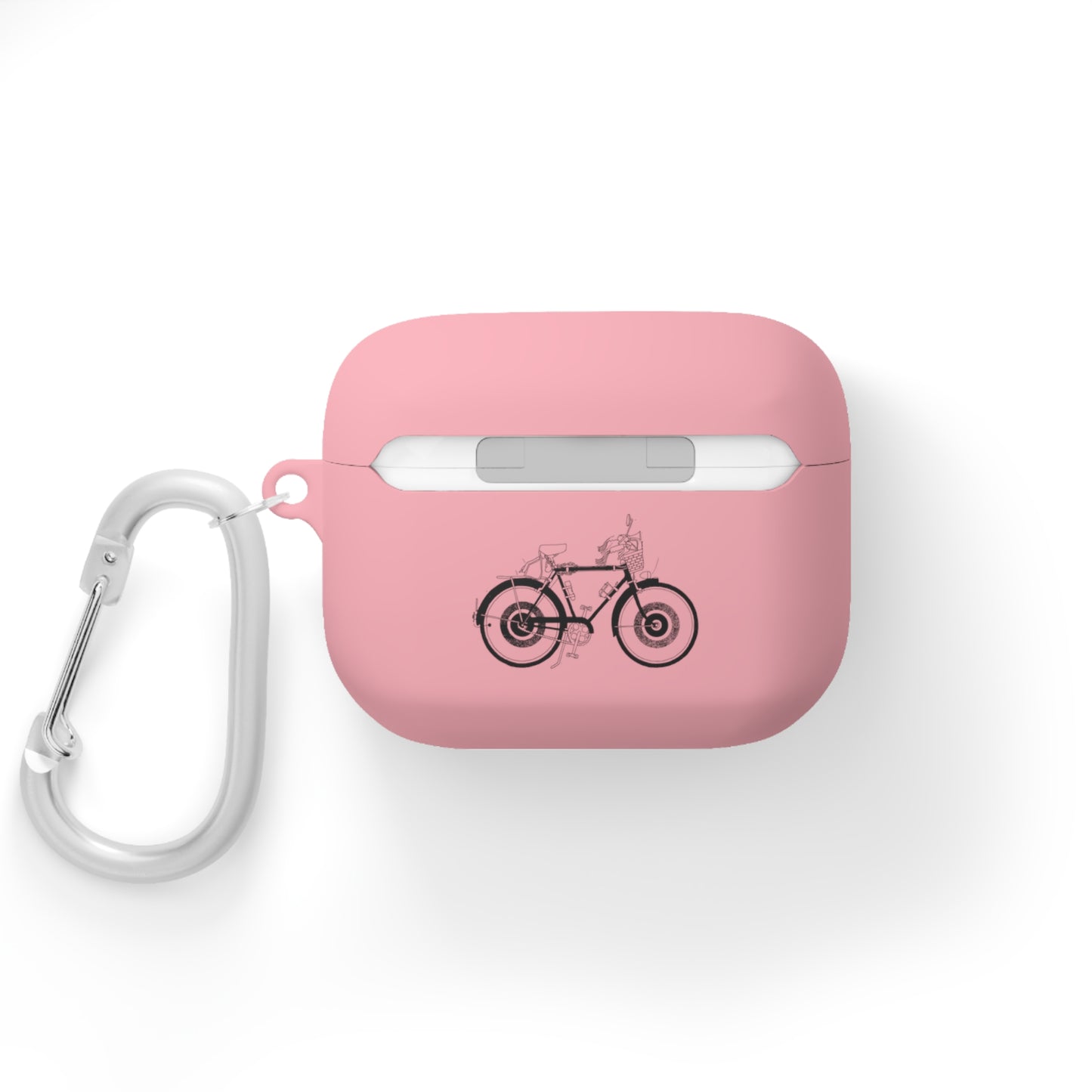 Custom AirPods Case Cover with Bicycle Design - Includes Carabiner