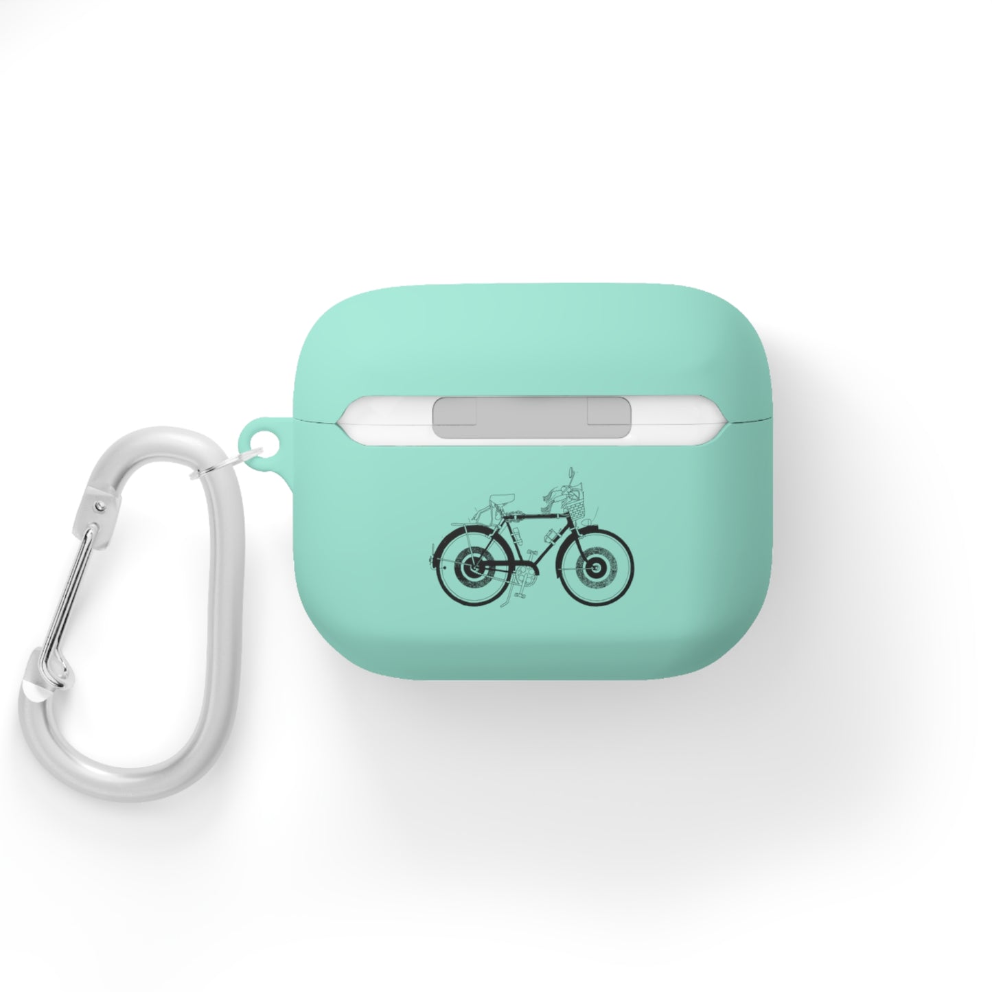 Custom AirPods Case Cover with Bicycle Design - Includes Carabiner