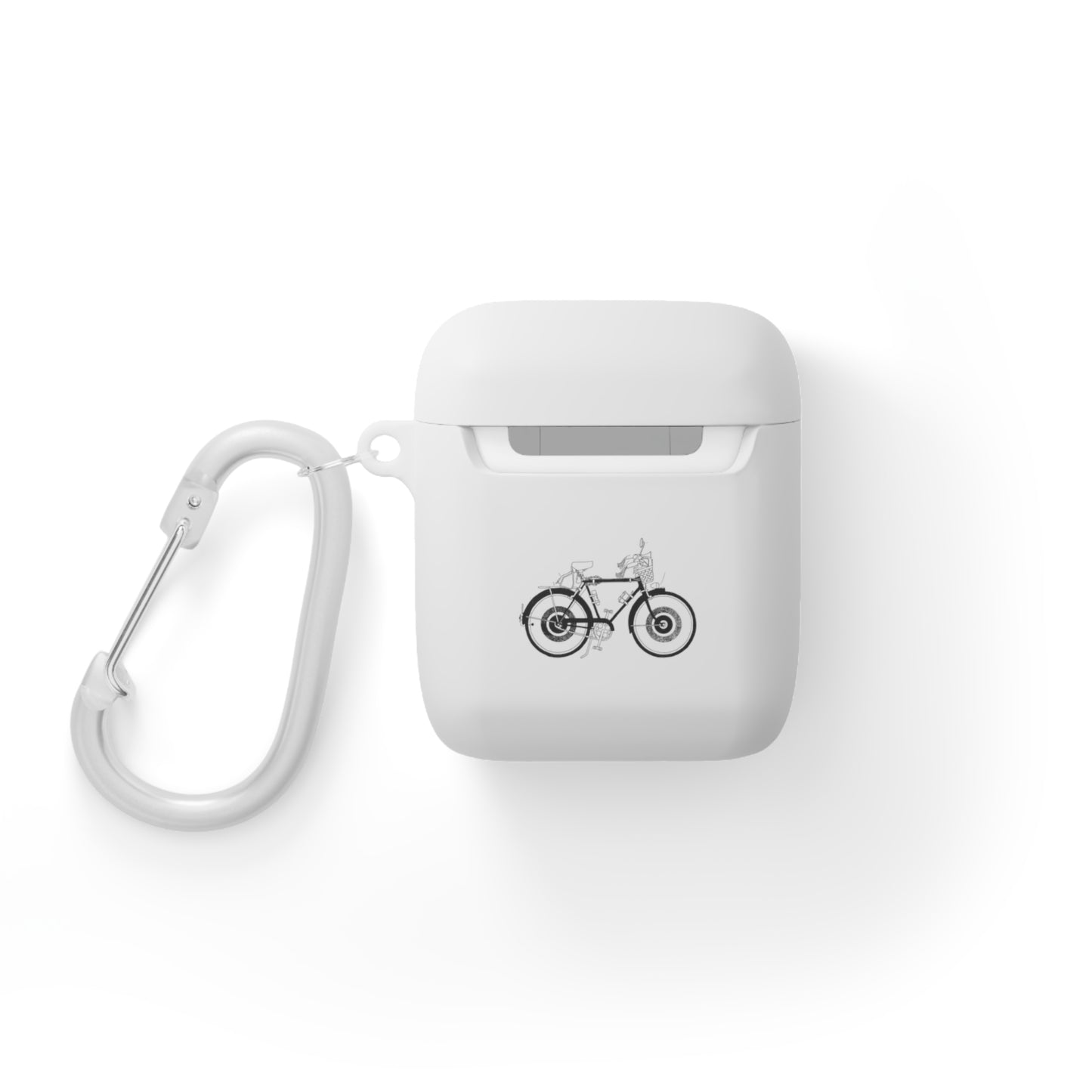 Custom AirPods Case Cover with Bicycle Design - Includes Carabiner