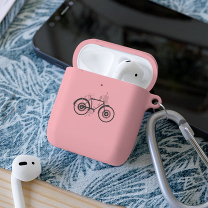 Custom AirPods Case Cover with Bicycle Design - Includes Carabiner