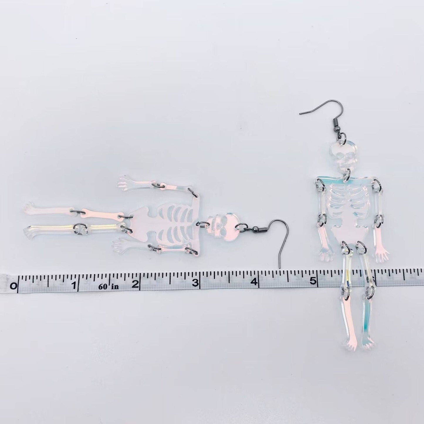 Holographic Skeleton Dangle Earrings – Lightweight and Playful