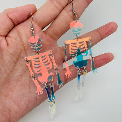 Holographic Skeleton Dangle Earrings – Lightweight and Playful