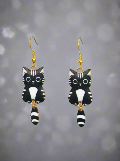 Cat Wagging Tail Earrings, Cute Cat Earrings for Pet Lovers