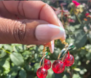 Acrylic Red Cherry Earrings | 1950s Rockabilly Kawaii Quirky Jewelry