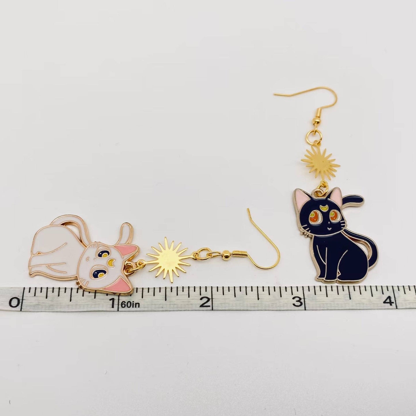 Moon Cat Earrings – Enamel Celestial Kitty Charms | Anime Inspired Cat Earrings